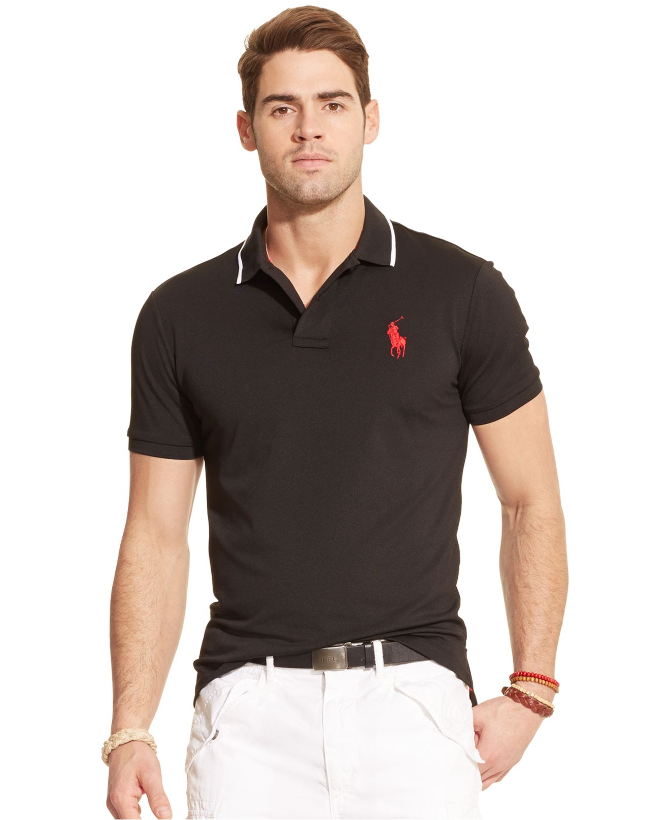 Lyst - Polo Ralph Lauren Performance Mesh Polo Shirt in Black for Men