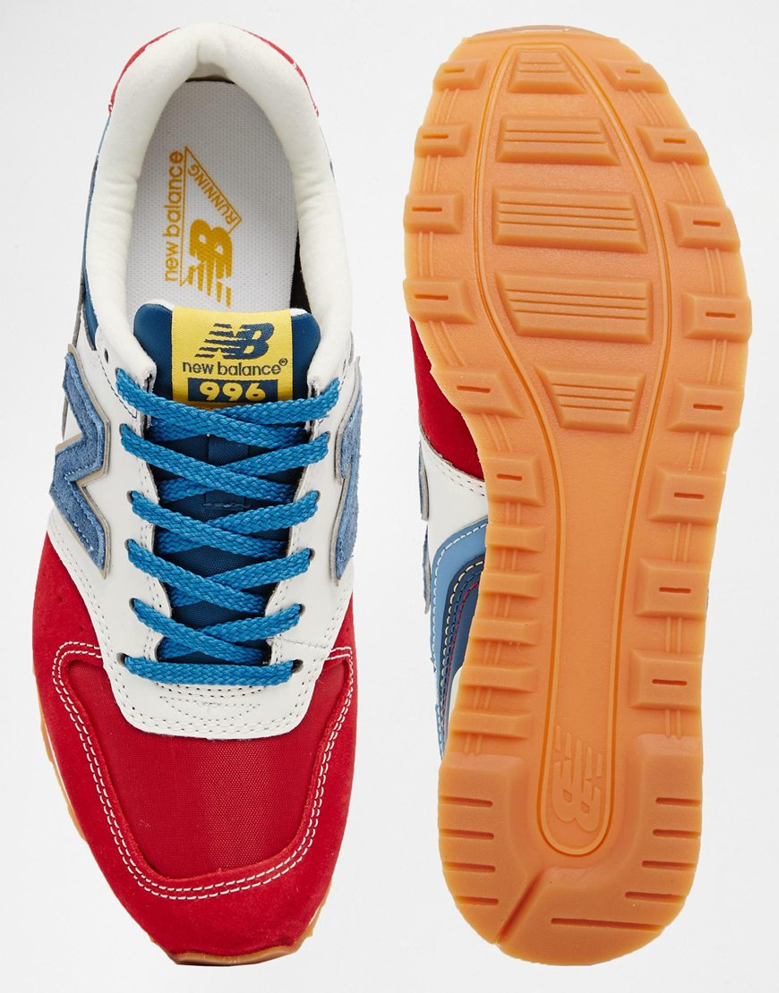new balance 996 suede red white & blue trainers
