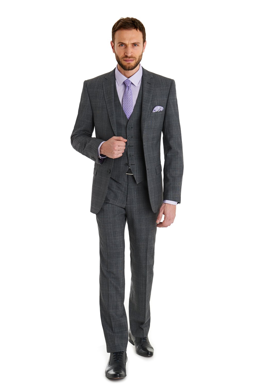 Ted Baker Slim Fit Grey Check 3 Piece Suit in Gray for Men (grey) | Lyst