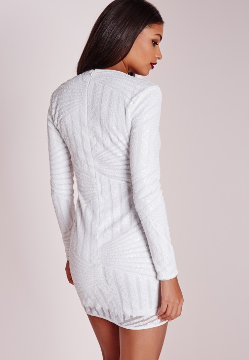 Manhattan injury dress long sleeve white bodycon