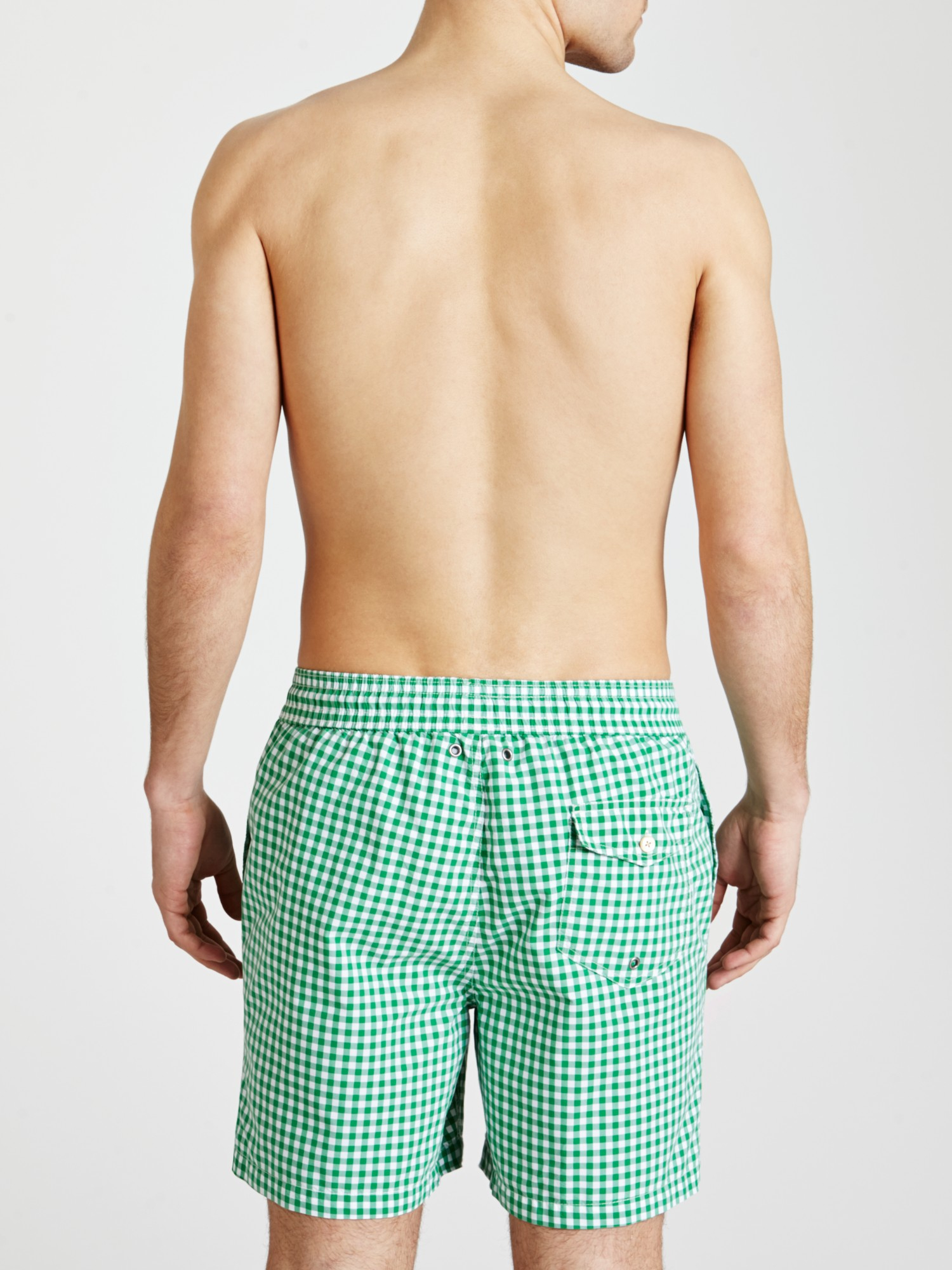 Polo ralph lauren Gingham Swim Shorts in Green for Men | Lyst