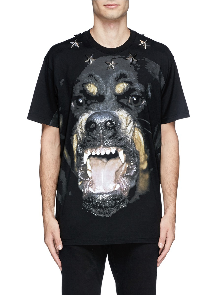 Givenchy Rottweiler Print Star Stud T-shirt in Black for Men - Lyst