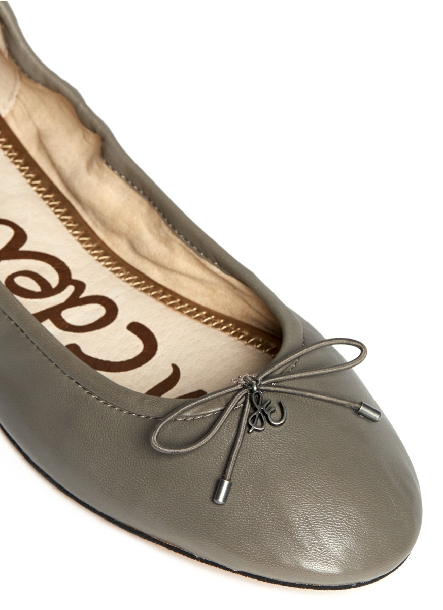 grey leather ballet flats