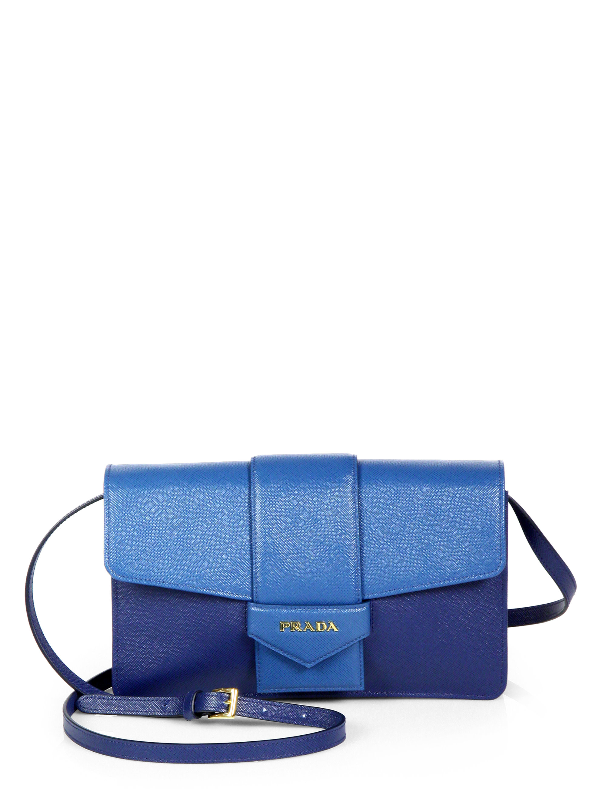 prada men handbags - Prada Saffiano Bicolor Crossbody Wallet in Blue | Lyst