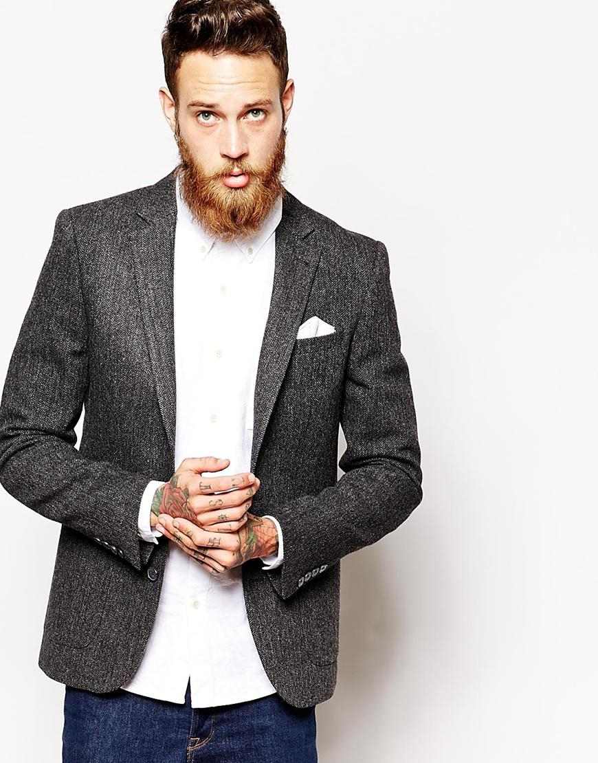 Lyst Asos Slim Fit Blazer In 100 Wool in Gray for Men