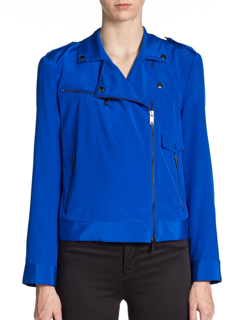 DKNY Longsleeve Motorcycle Jacket in Sapphire (Blue) Lyst