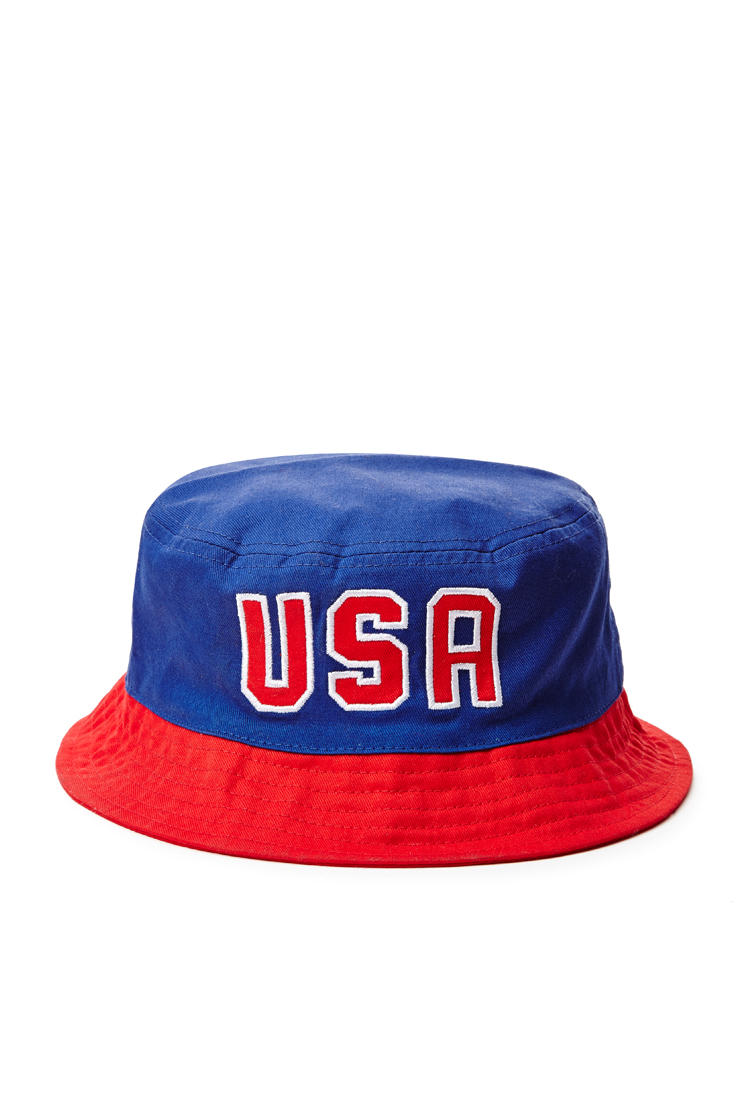 Lyst - Forever 21 Colorblocked Usa Bucket Hat in Blue