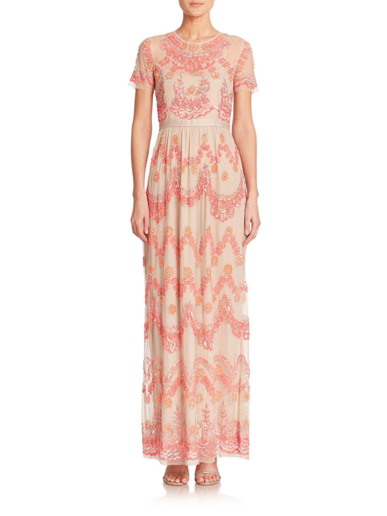 pink beaded maxi dress