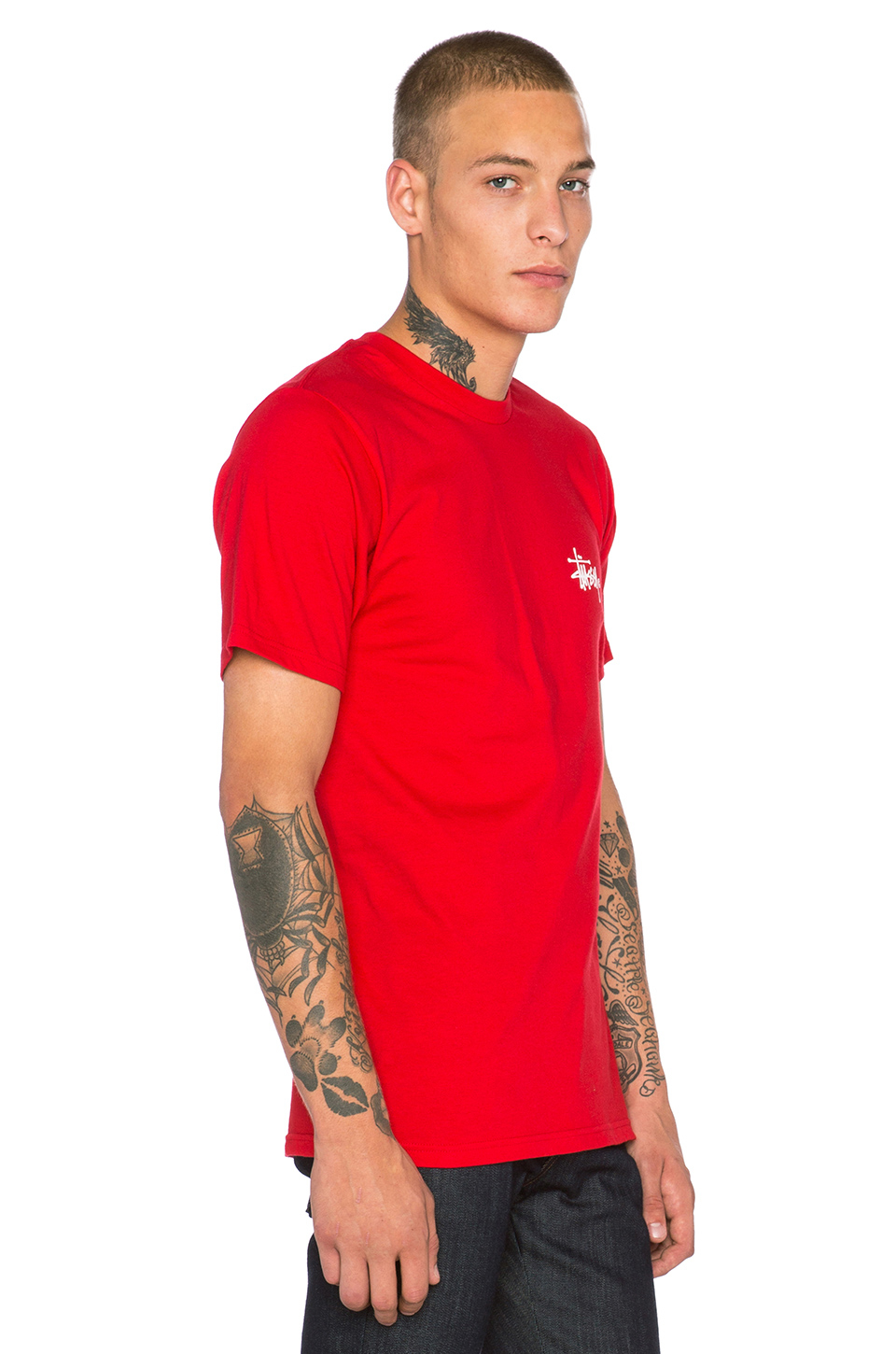 Stussy Basic Logo Cotton-Jersey T-Shirt in Red for Men | Lyst