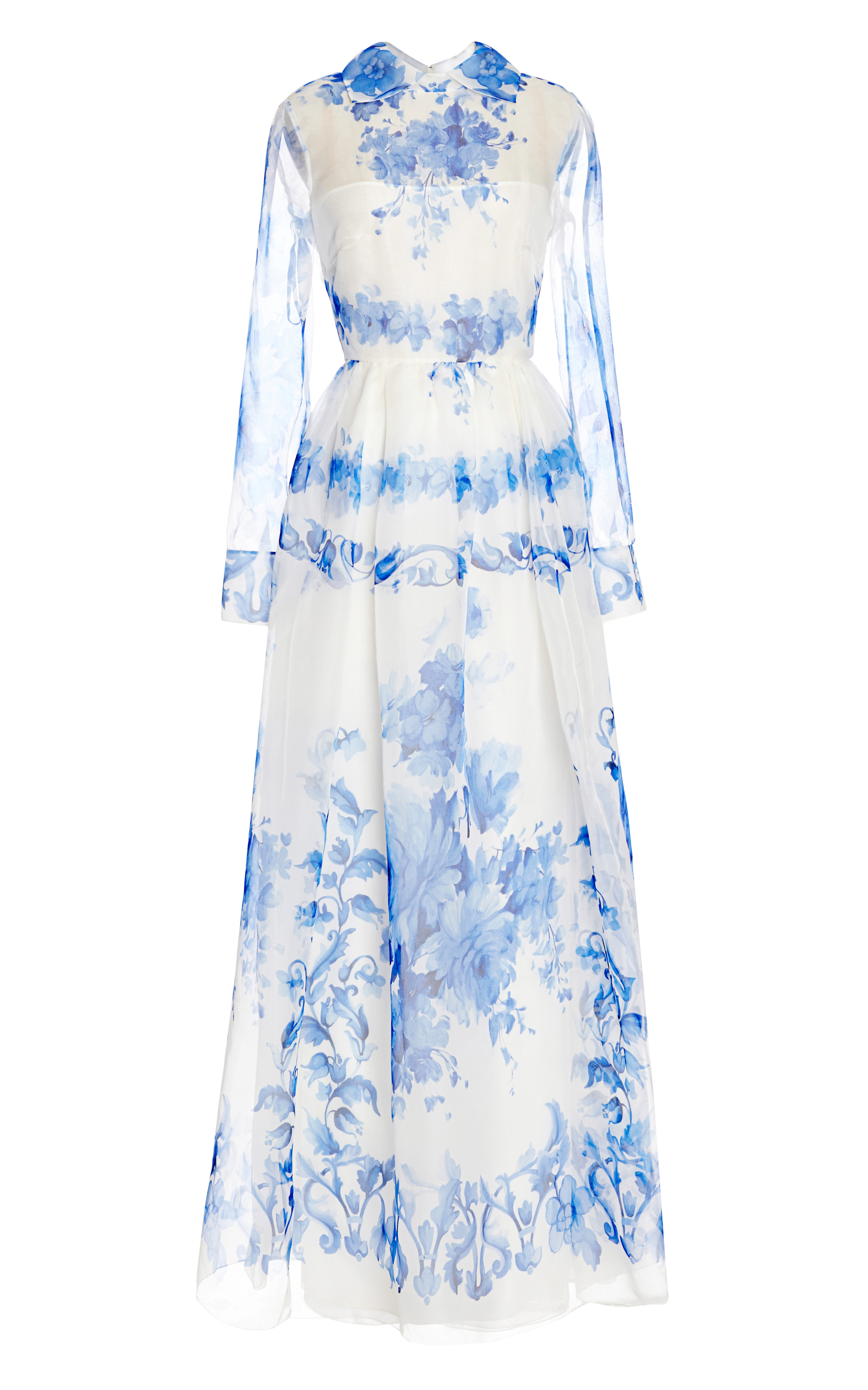 tandpine unlock ægtemand Valentino Floral Print Silk Gown in White | Lyst