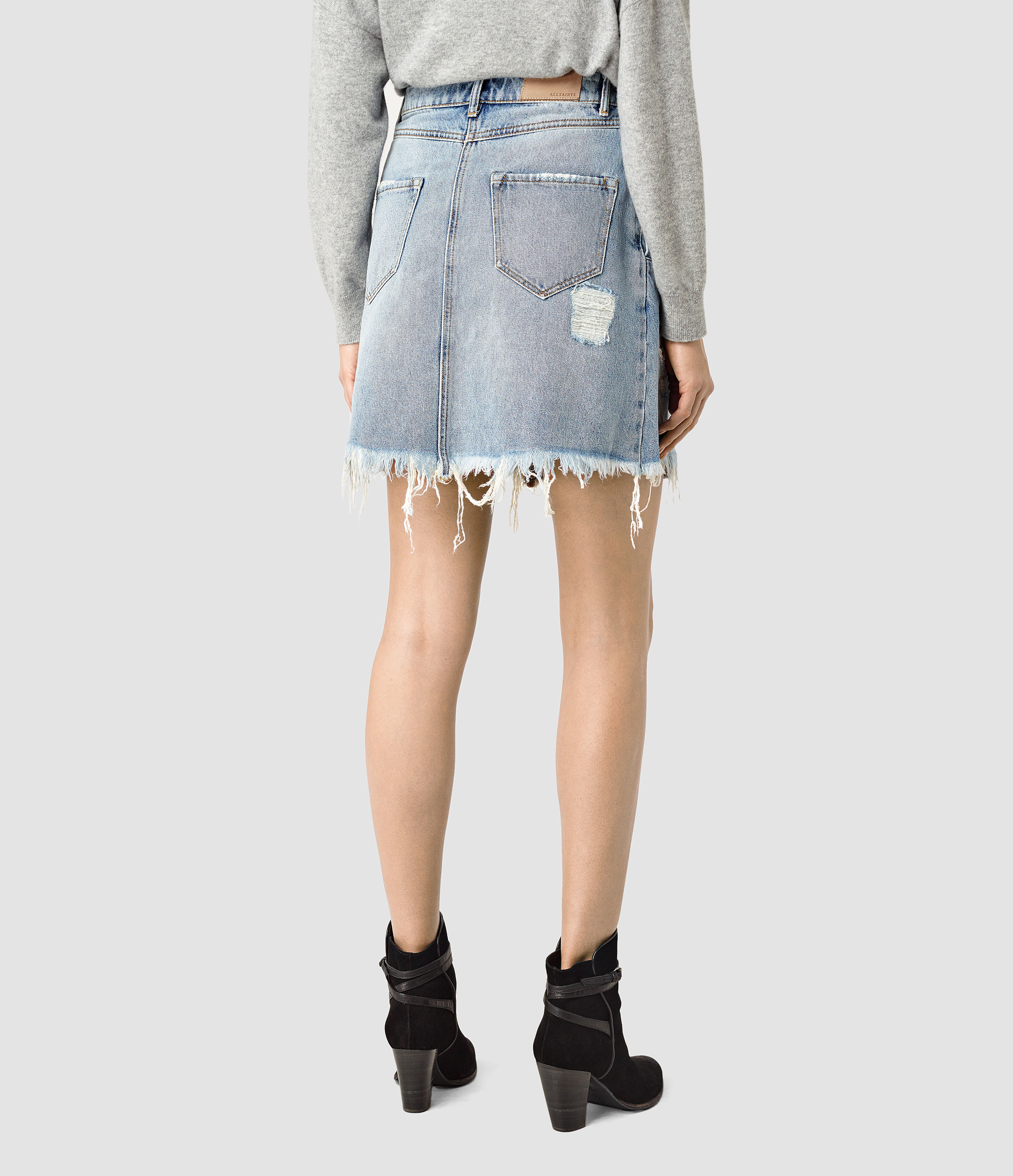 allsaints denim skirt