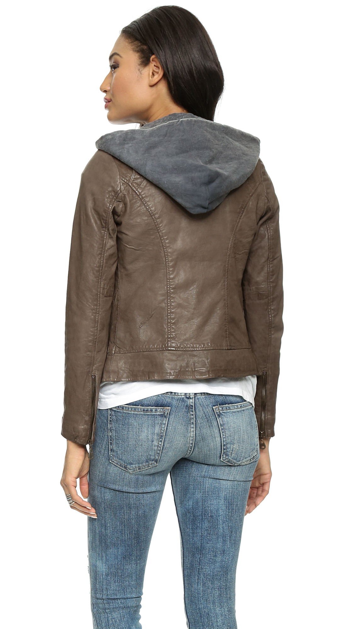 Doma Leather Leather Moto Jacket With Detachable Hood - Coco in