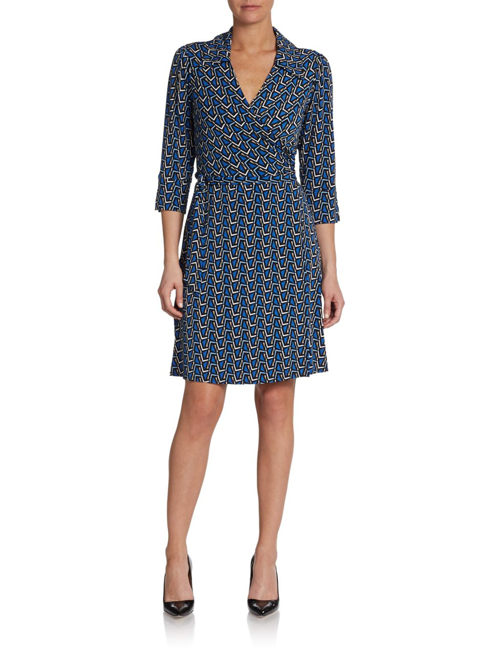 Laundry by Shelli Segal Printed Wrap Dress in Blue | Lyst