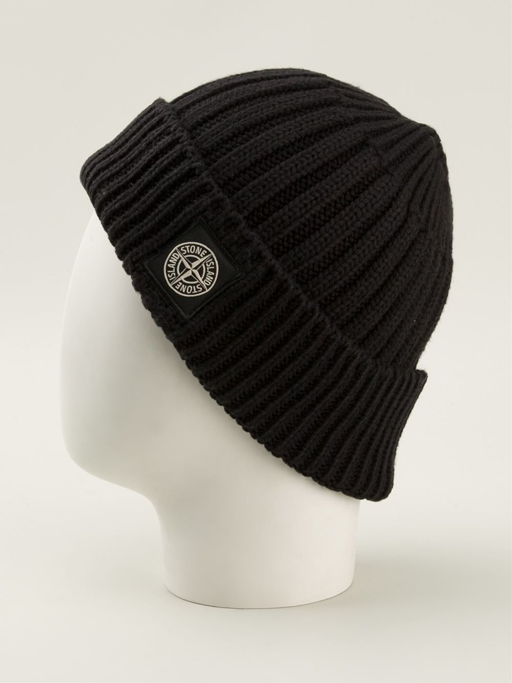 Stone island Ribbed Beanie Hat in Black for Men Lyst