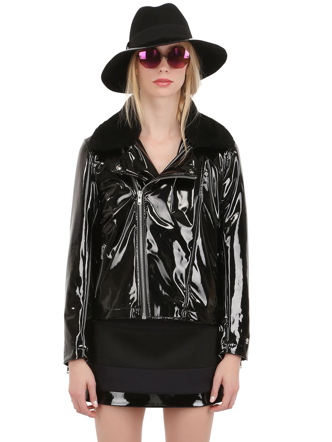 Wanda nylon Dylan Vinyl And Shearling Jacket in Black Lyst