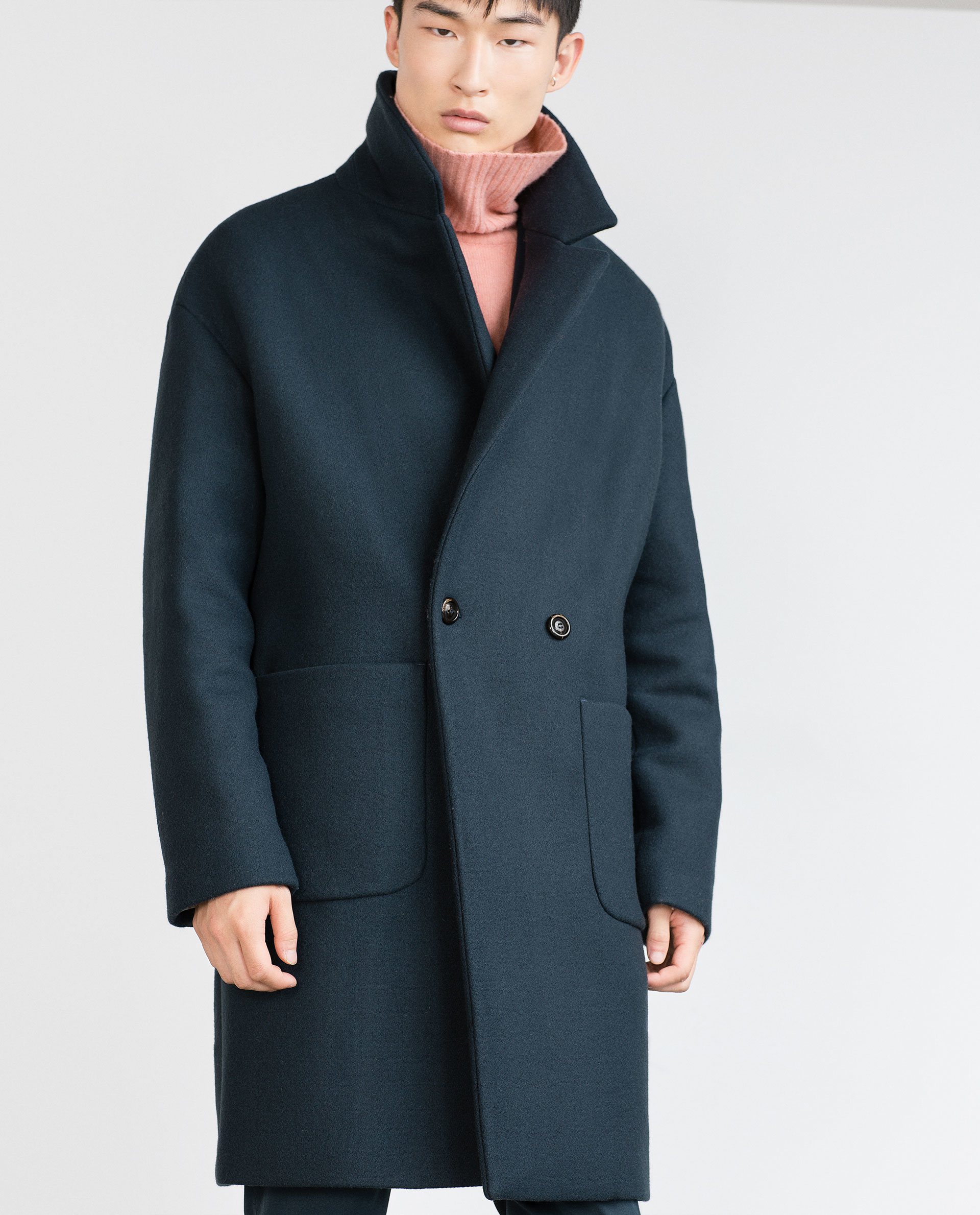 Zara Oversized Coat in Blue for Men (Petrol blue) | Lyst