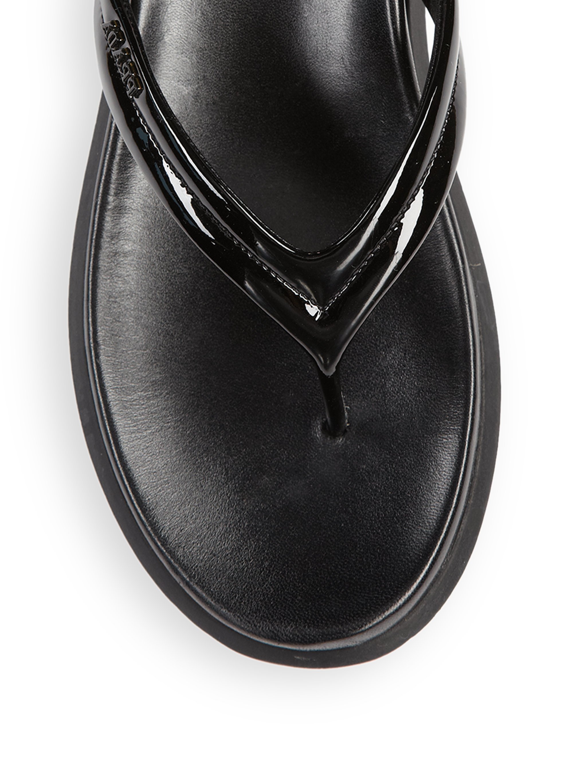 patent leather flip flops