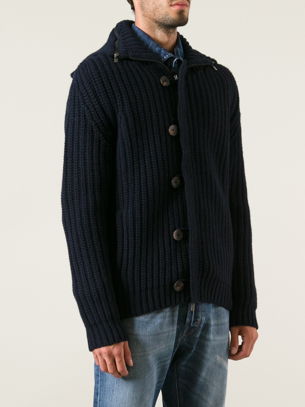 Lyst - Jacob Cohen Chunky Knit Cardigan in Blue for Men