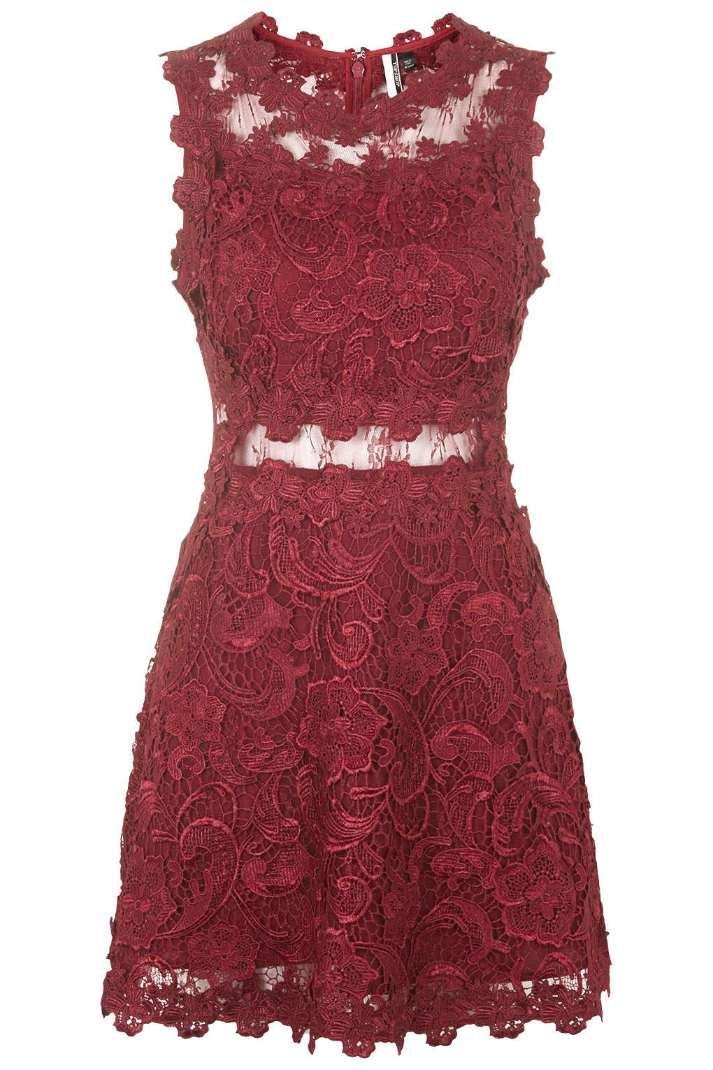 Topshop Structured Lace Skater Dress In Purple Berry Red Lyst 8269