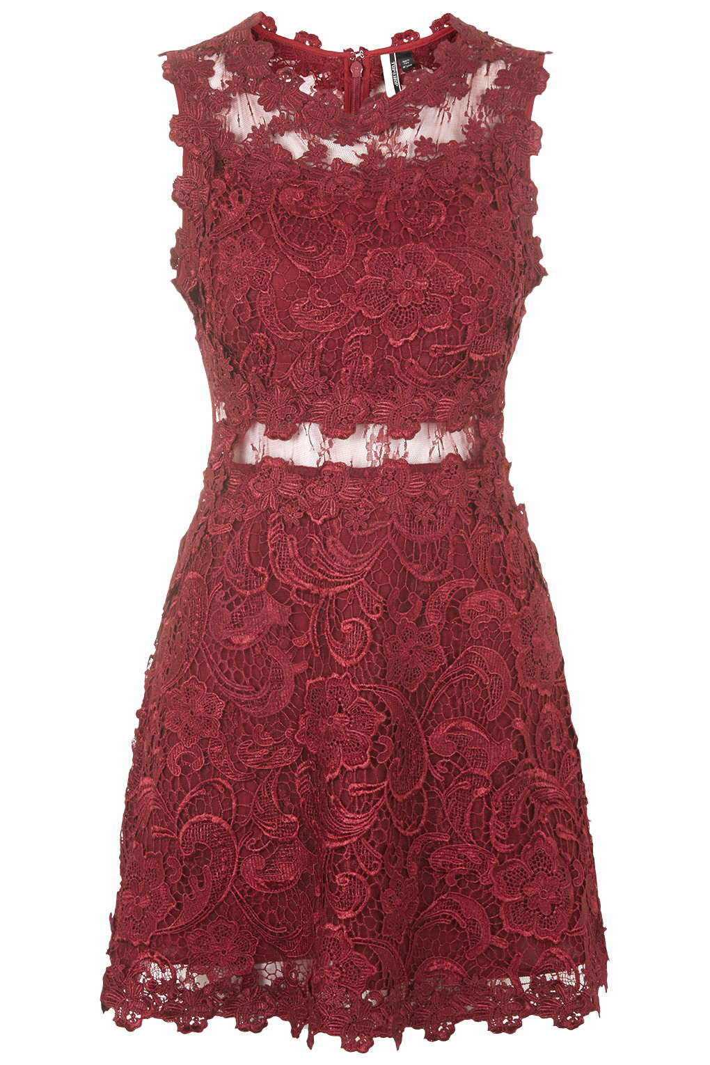 Topshop Structured Lace Skater Dress in Purple (BERRY RED) | Lyst