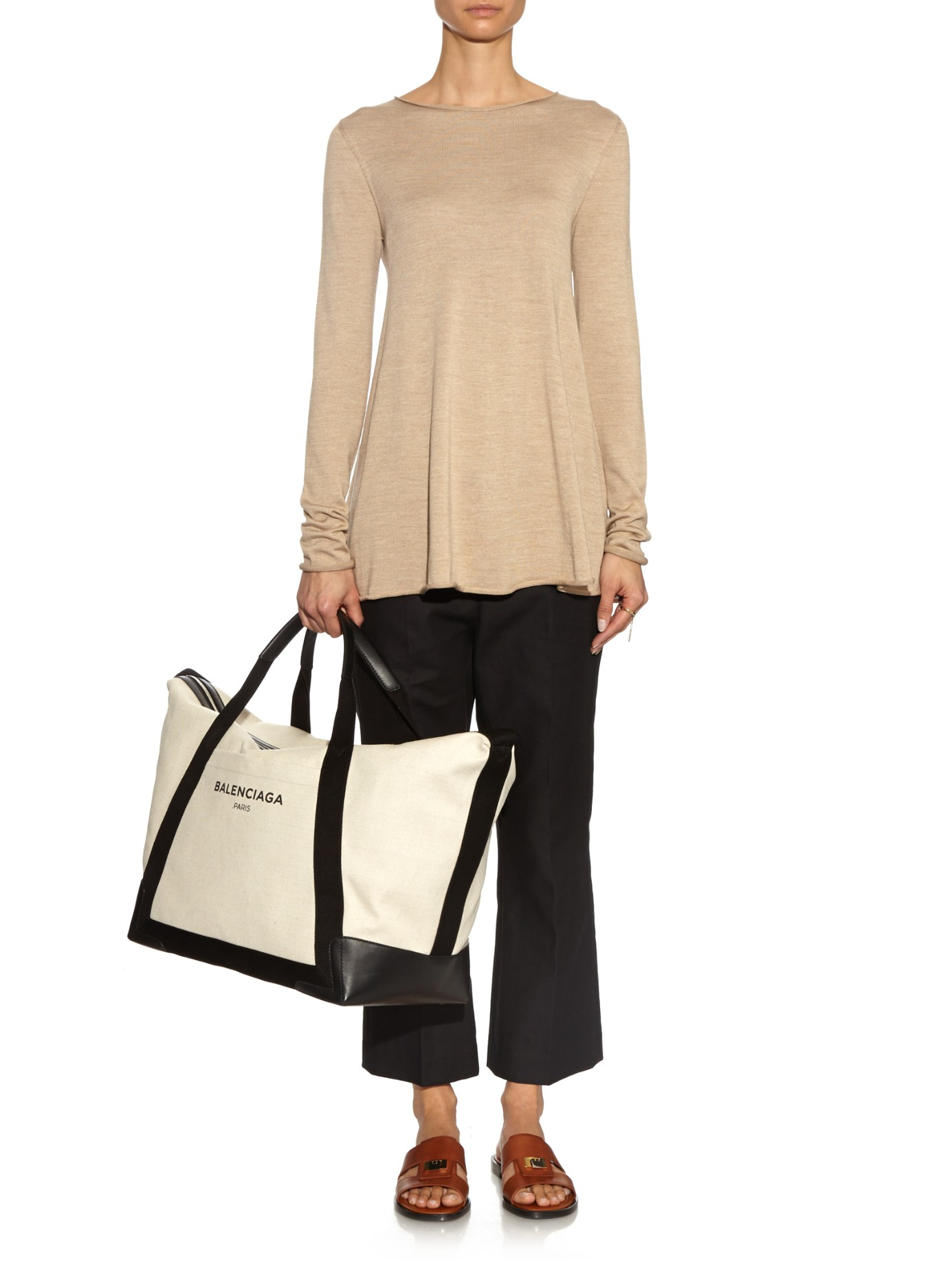 Balenciaga Ligne Large Cotton-Canvas Weekender Bag in Black Beige (Black) |  Lyst