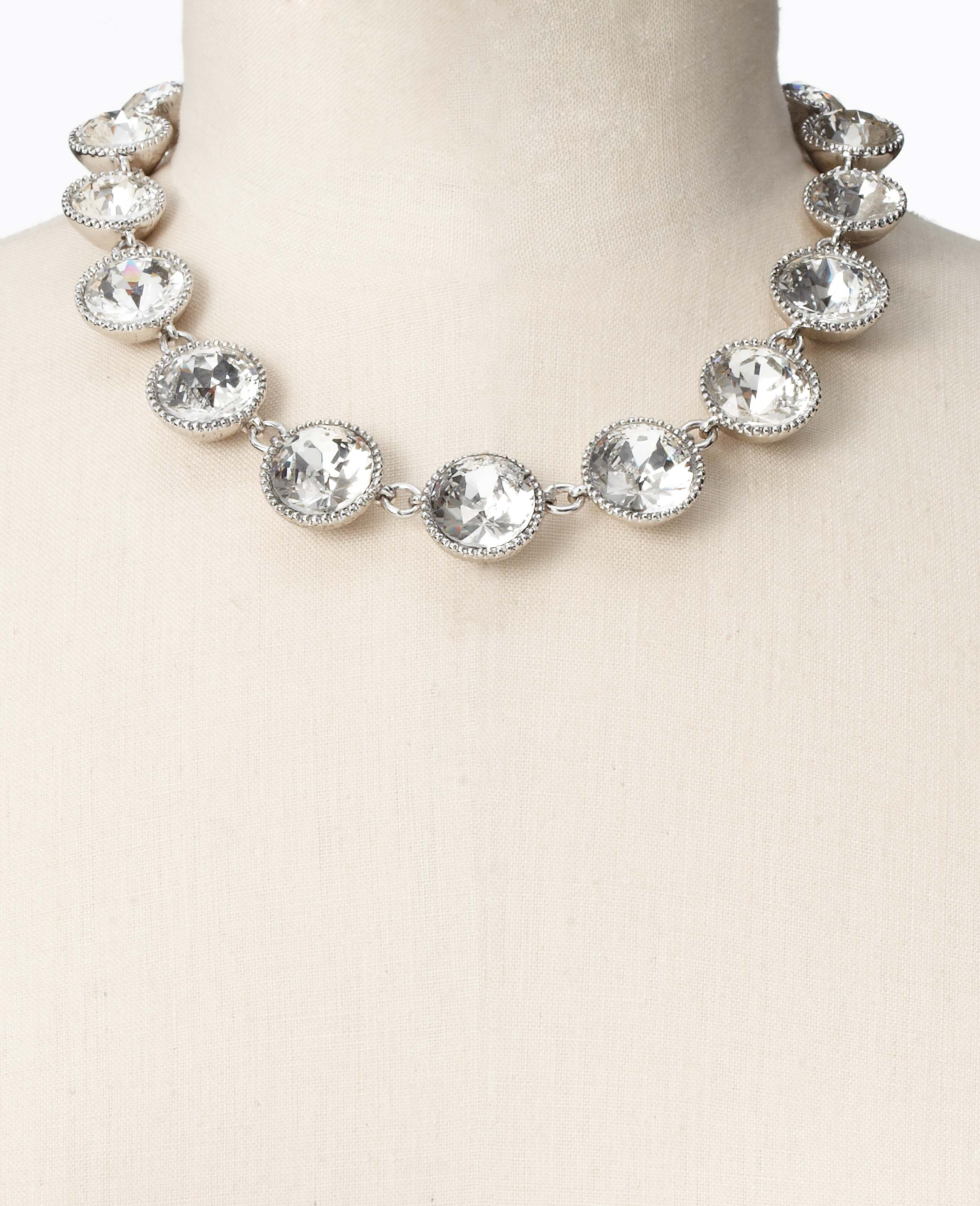 Lyst Ann Taylor Circle Crystal Short Necklace in Metallic