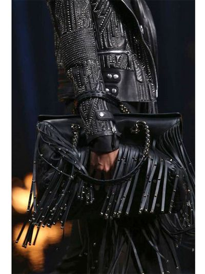 Roberto Cavalli Regina Studded Fringe Nappa Leather Bag in Black - Lyst