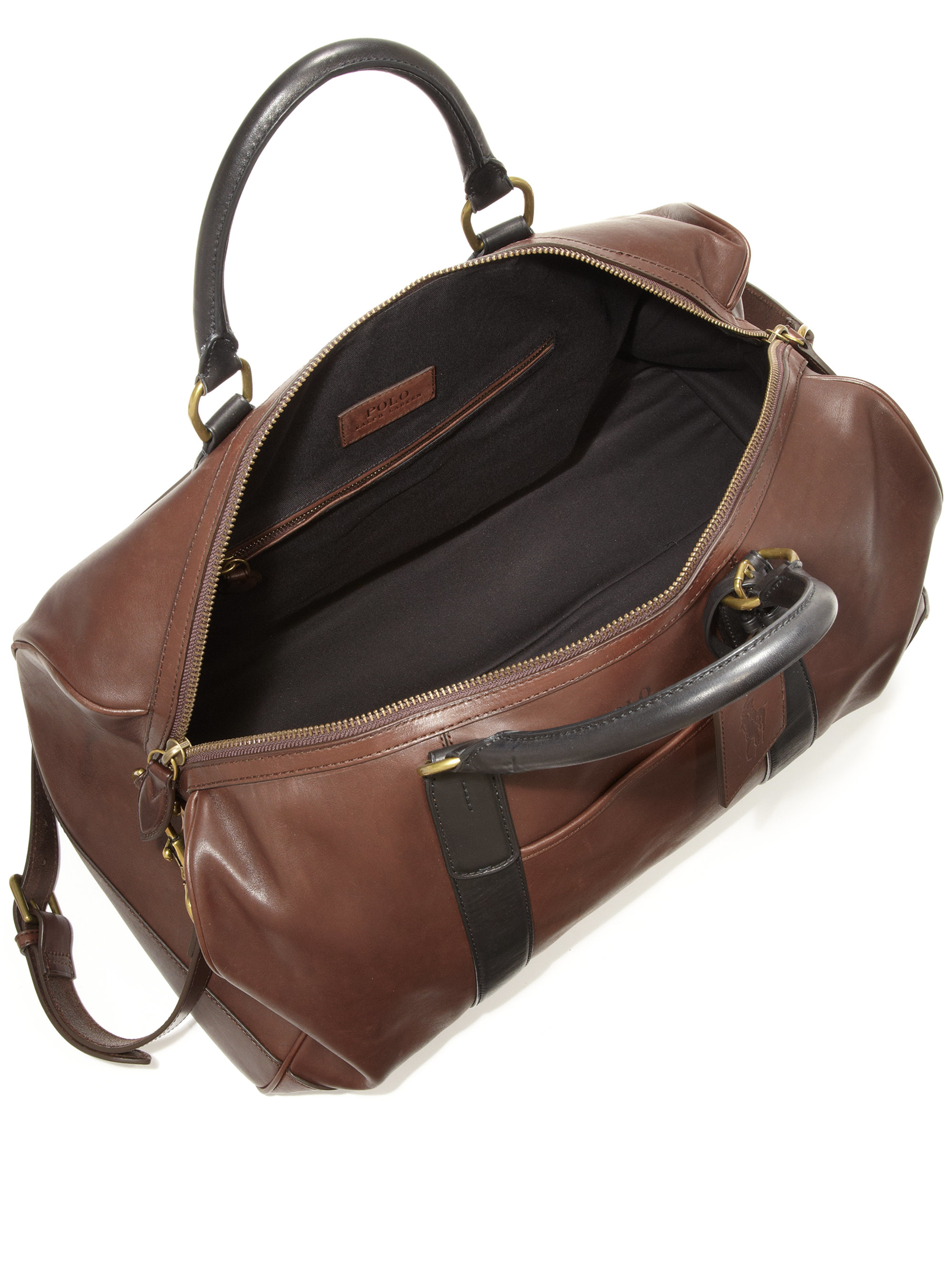 Polo ralph lauren Two-toned Leather Duffel Bag in Brown for Men | Lyst