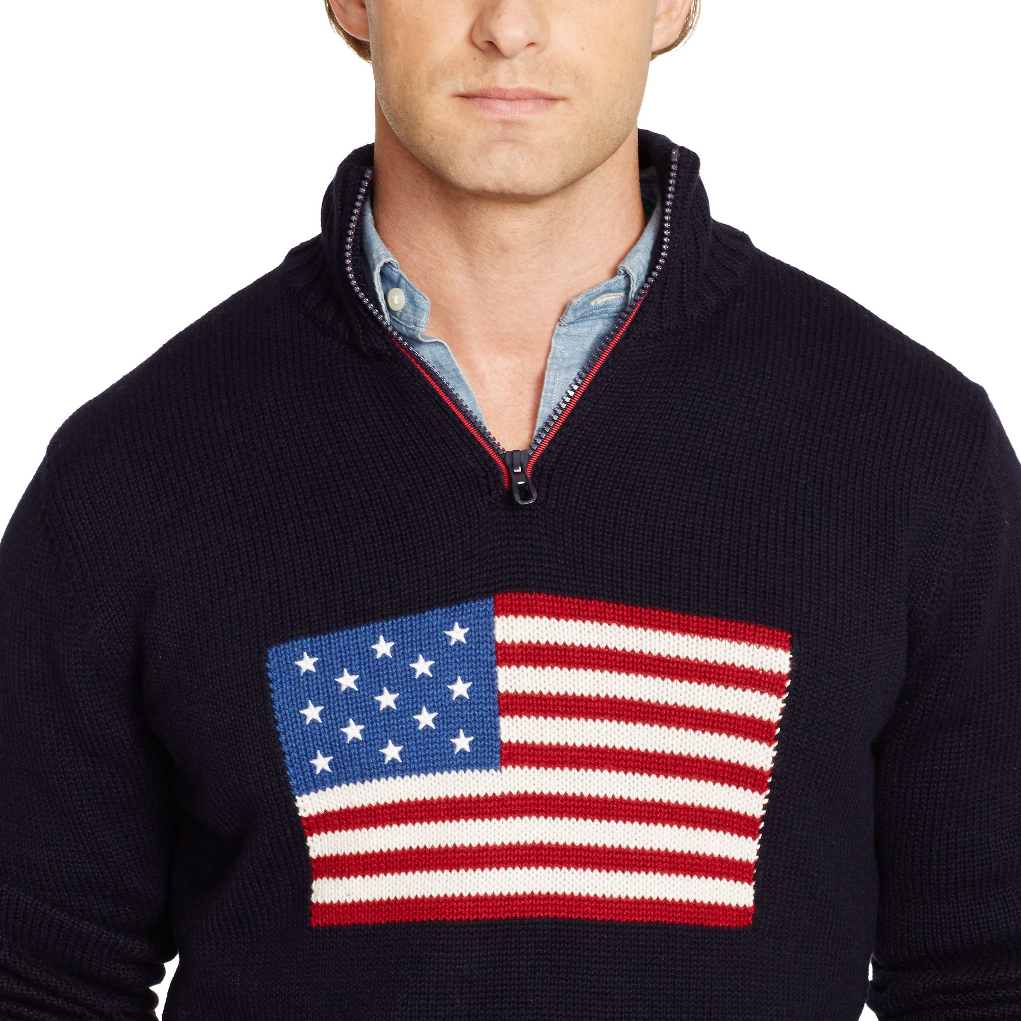 Polo Ralph Lauren Flag Half-zip Sweater in Blue for Men | Lyst UK
