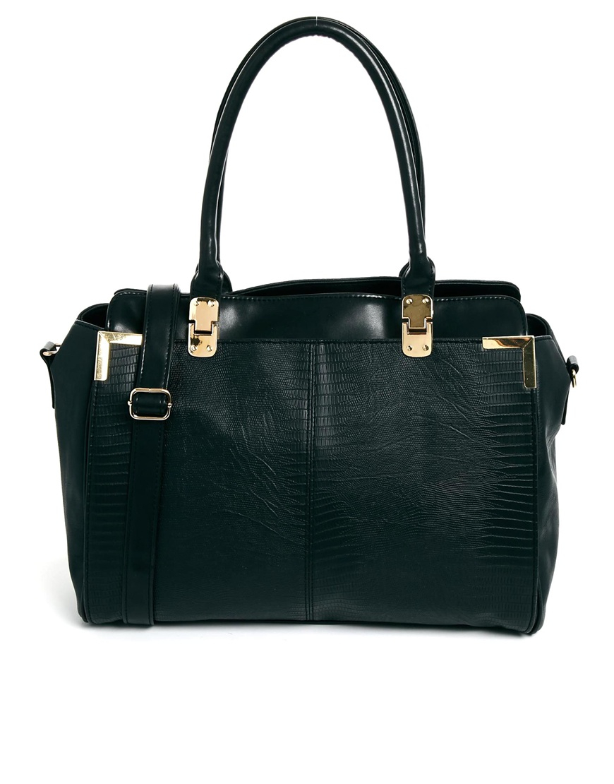 Lyst Asos Gold Hinge Handheld Bag in Black