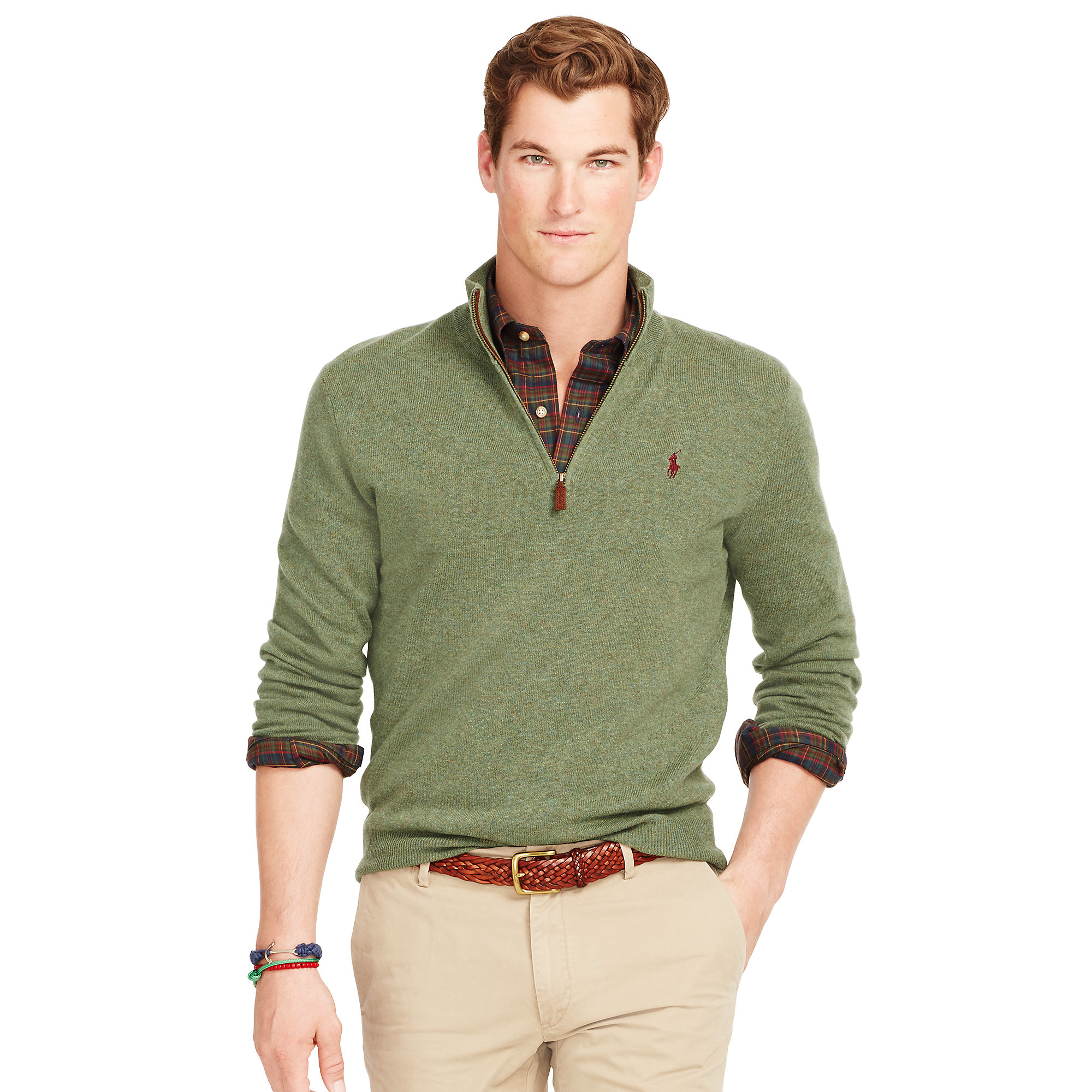 Polo Ralph Lauren Merino Wool Half-zip Sweater in Green for Men ...