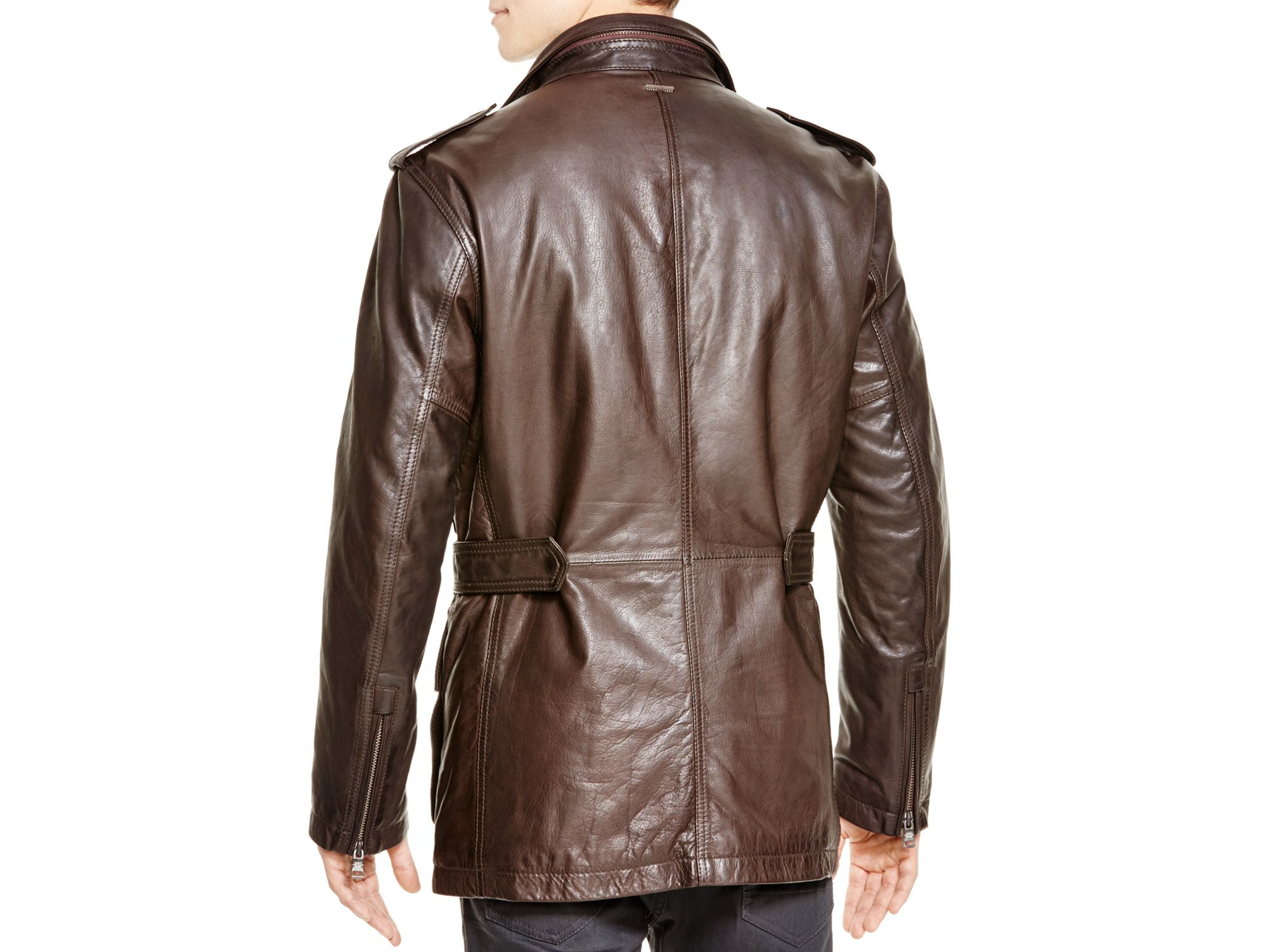Andrew Marc Tompkins Leather Field Jacket In Espresso Brown For Men Lyst