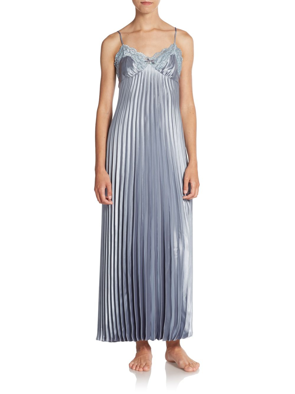 metallic pleated gown