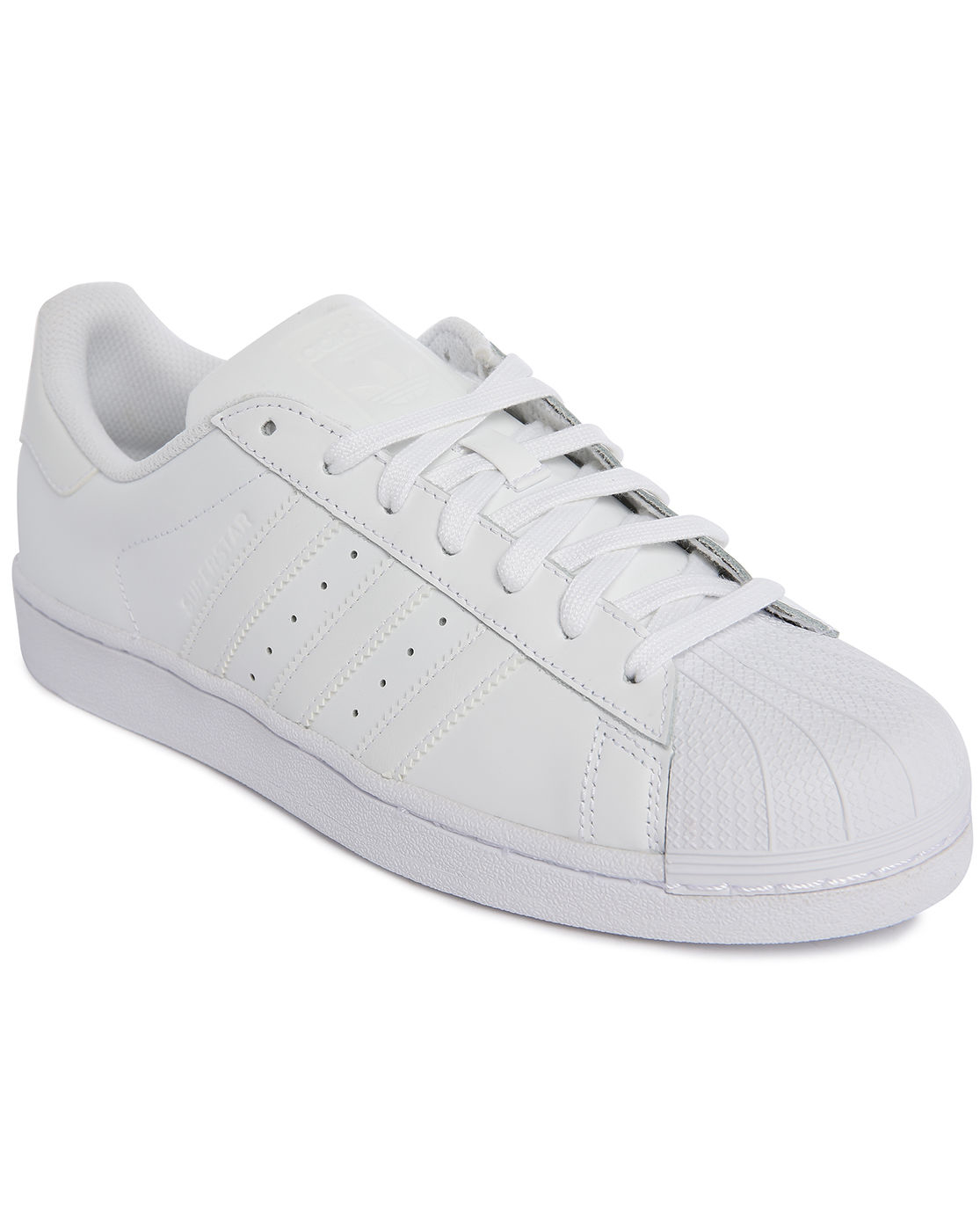 Adidas originals Superstar Classic Mono White Leather Sneakers in White