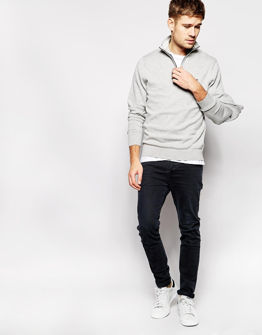 Tommy Hilfiger Sweater With Half Zip in Gray for Men | Lyst