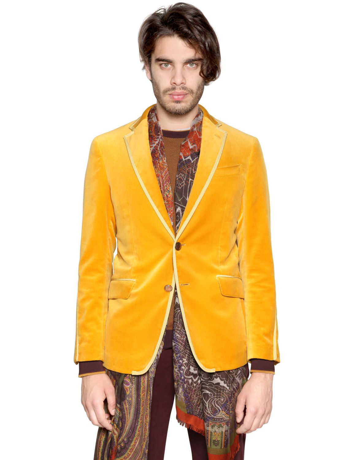 yellow velvet jacket