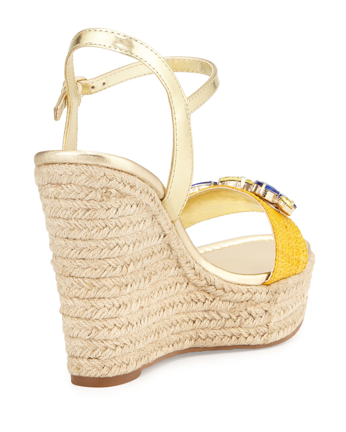 Ivanka trump Hasco Jeweled Wedge Sandal in Yellow | Lyst