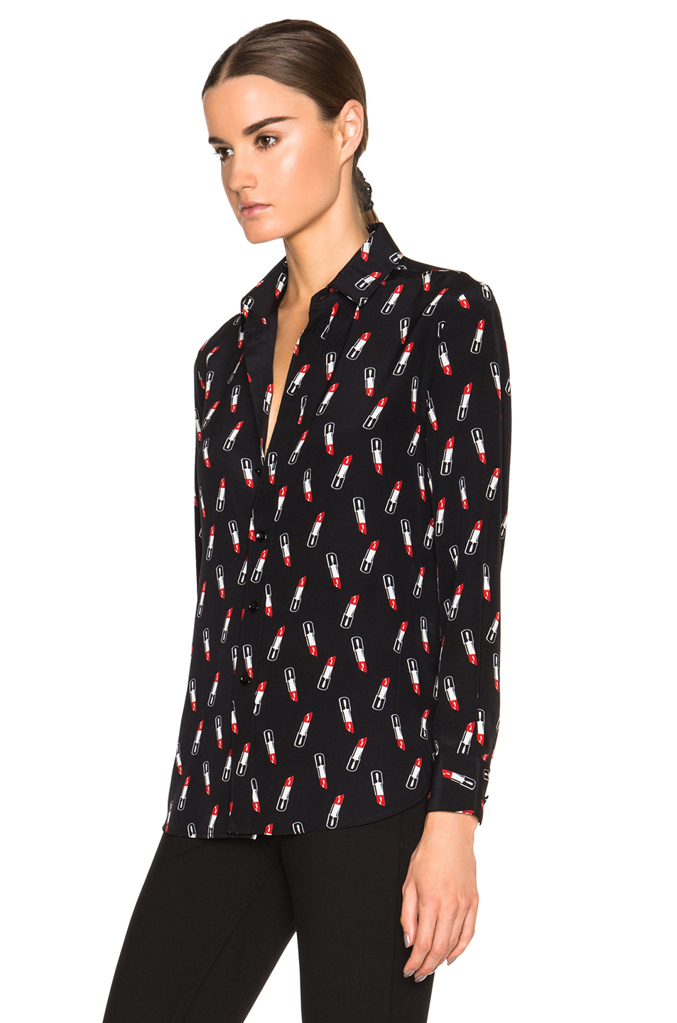 Saint laurent Lipstick Print Blouse in Black Lyst