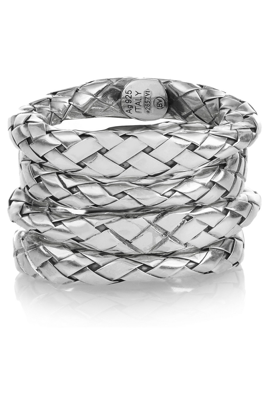 Bottega Veneta Set Of Four Intrecciato Sterling Silver Rings in Metallic |  Lyst
