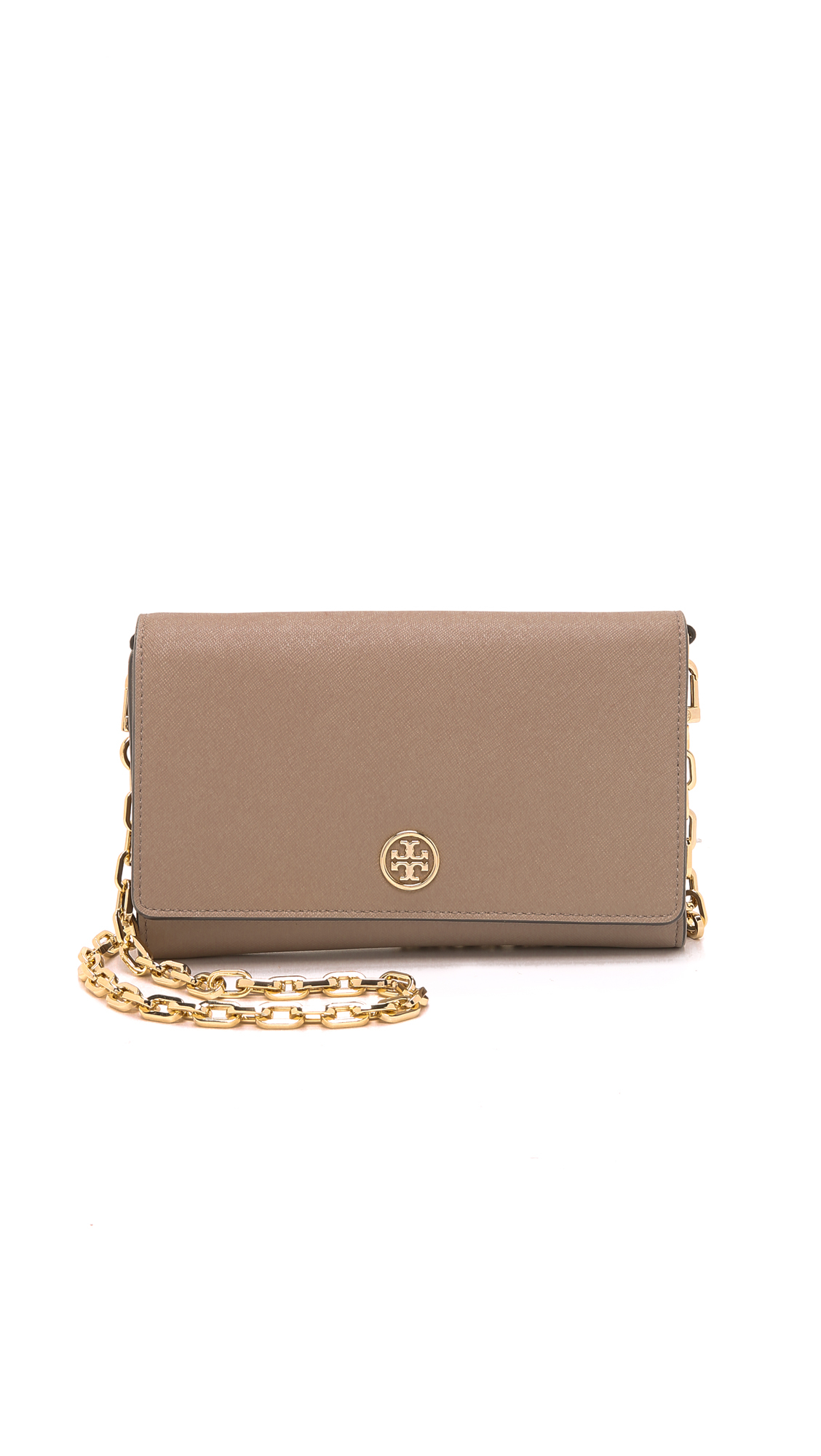 Tory Burch Robinson Wallet-On-Chain in Gray | Lyst