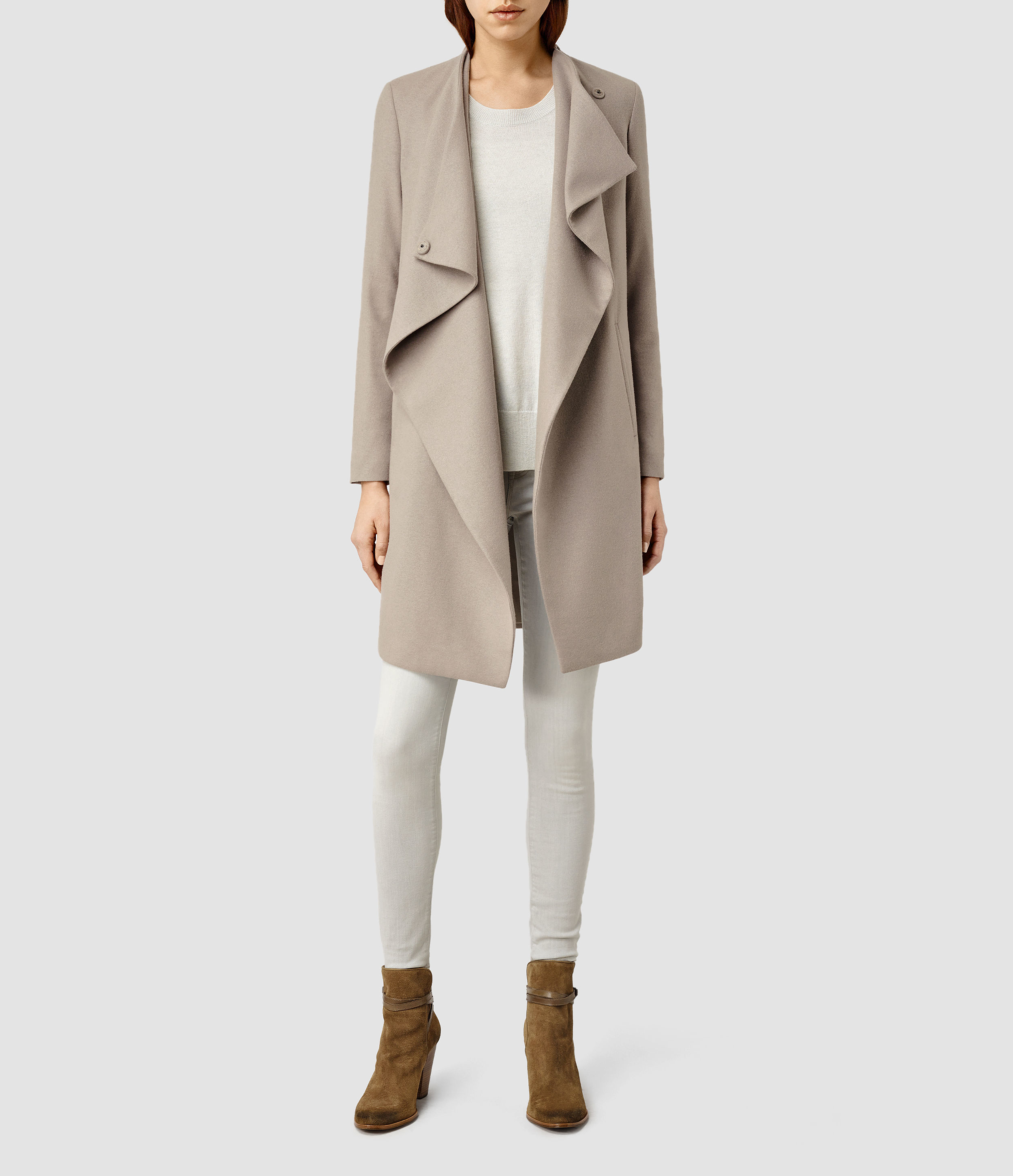 AllSaints Ora Coat Usa Usa in Taupe/Grey (Brown) - Lyst