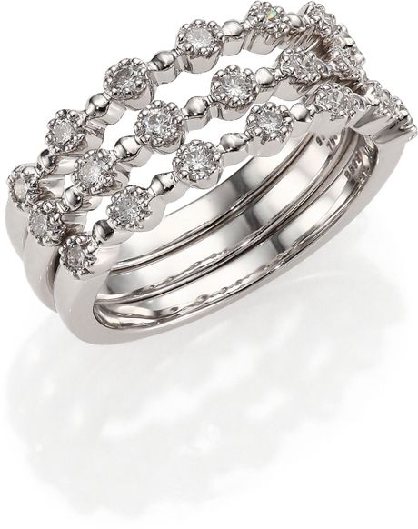 ... Diamond & 18K White Gold Stacking Ring Set in Silver (WHITE DIAMOND