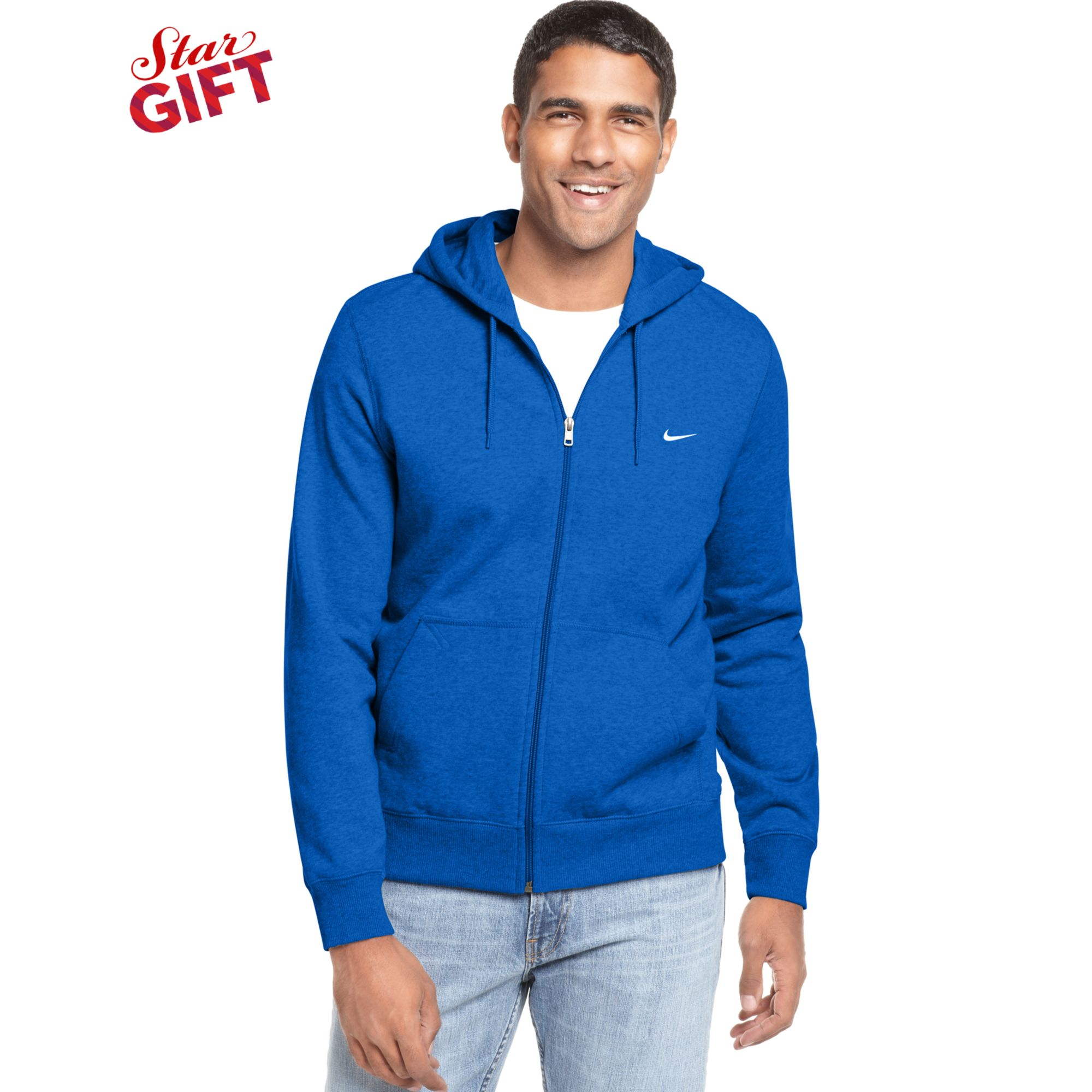 Nike Classic Fleece Full Zip Hoodie in Blue for Men | Lyst