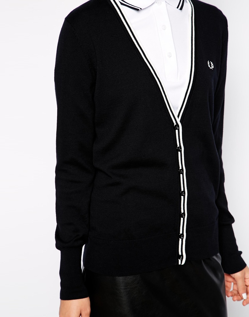 fred perry tipped sleeve cardigan