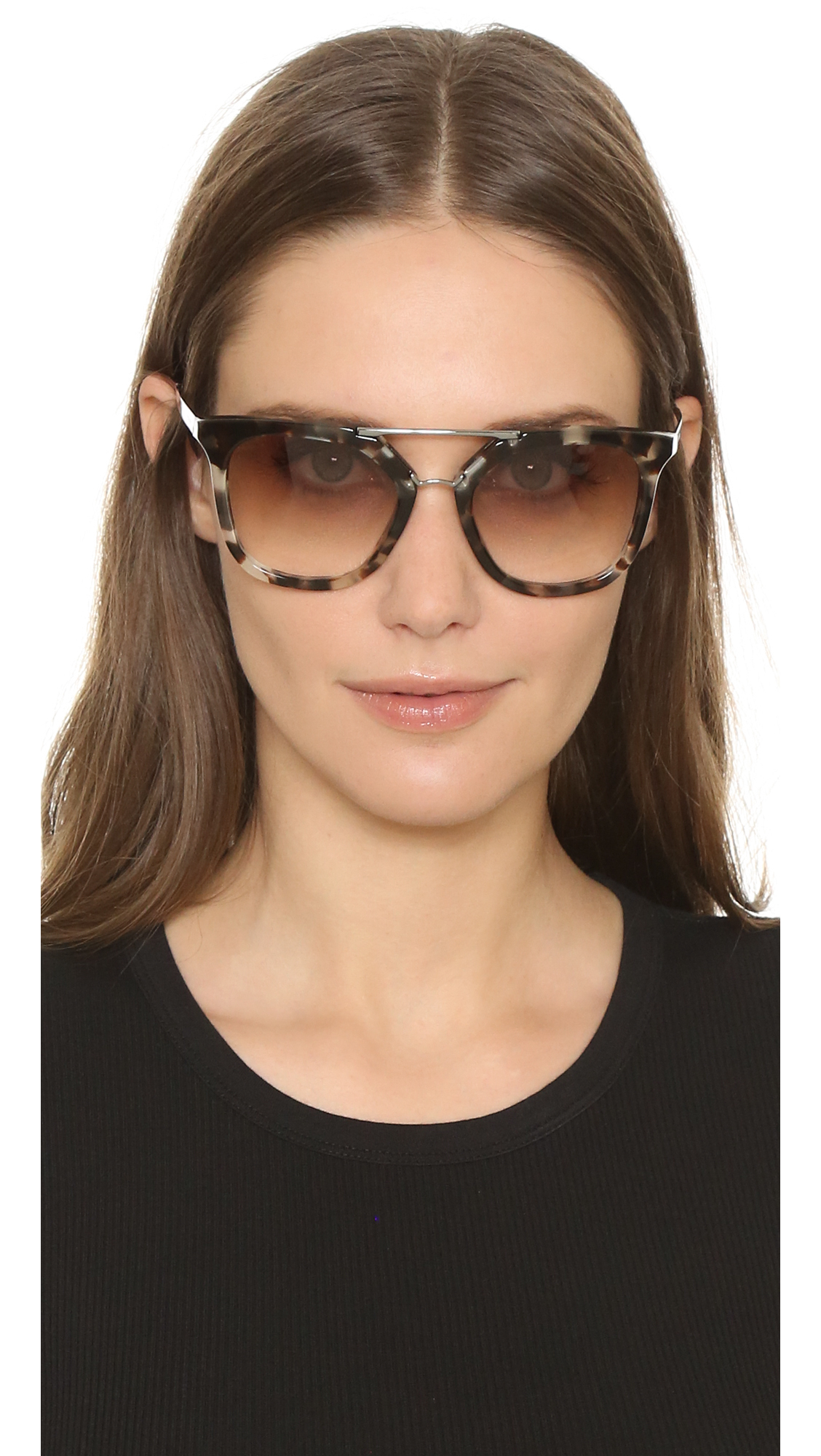 Prada Thick Frame Aviator Sunglasses in Brown | Lyst Canada