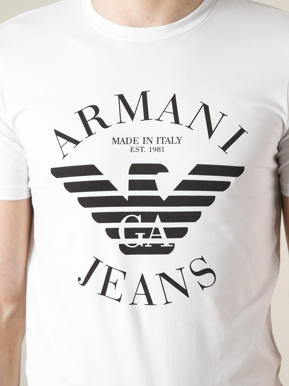 Armani Jeans Logo Tshirt in White for Men - Lyst