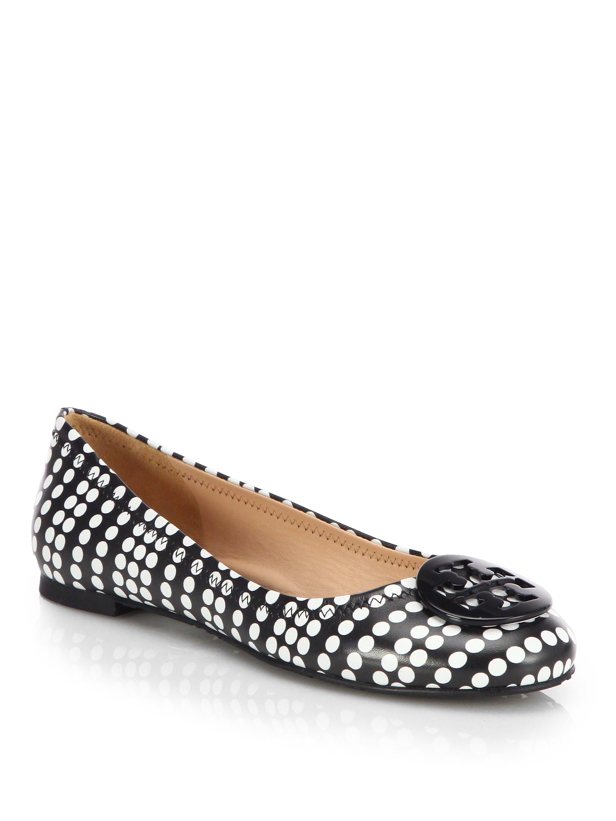 tory burch black and white flats