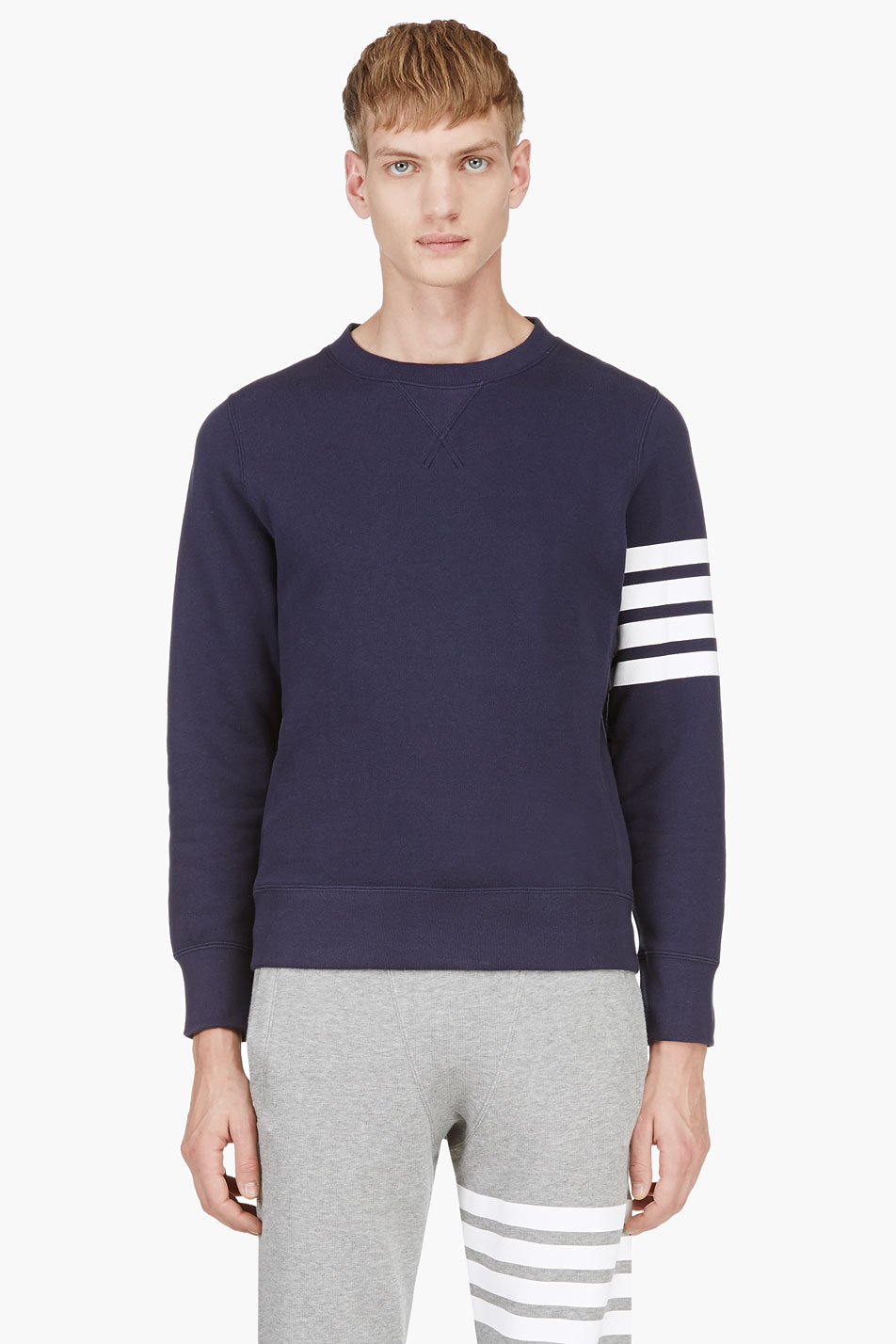thom browne engineered stripe crew sweat