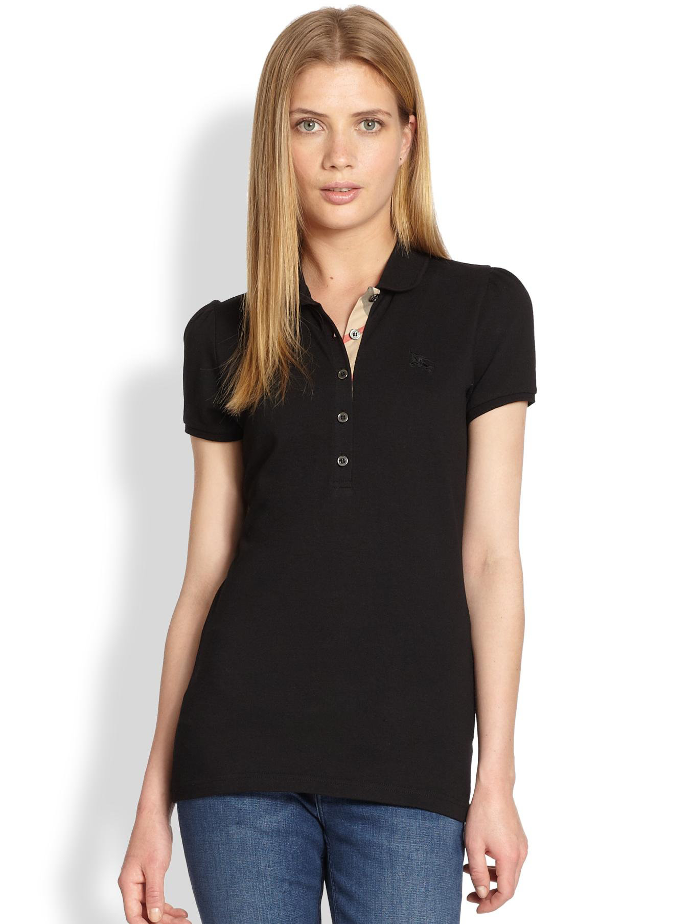 Burberry Cotton Polo Shirt in Black | Lyst