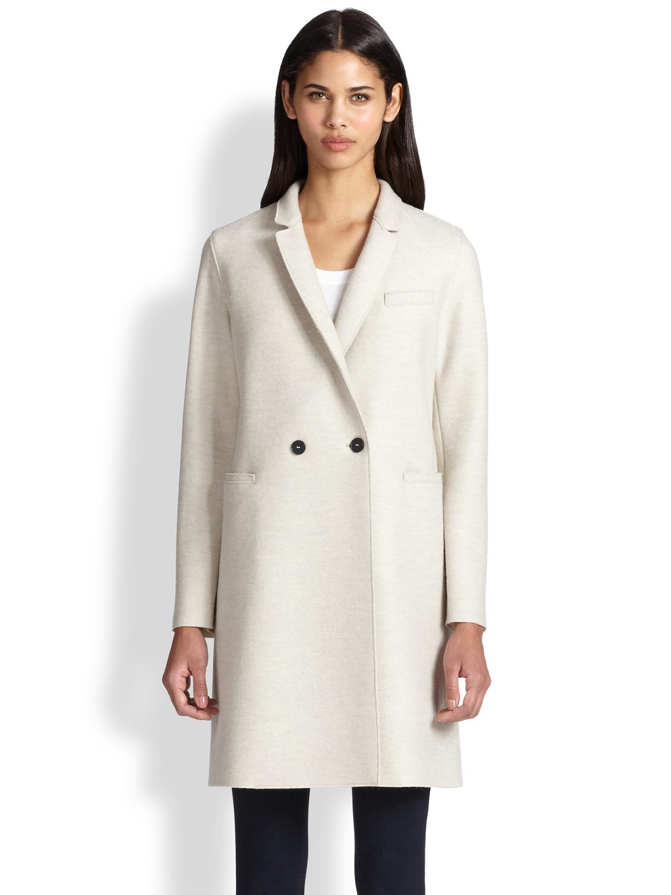 Lyst - Harris Wharf London Double-Breasted Wool Coat in Natural